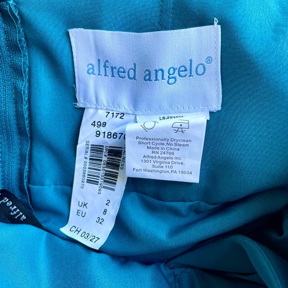 Alfred Angelo Short Bridesmaid Dress SZ 2 Teal Green "Tealness" Halter Chiffon - Picture 5 of 6